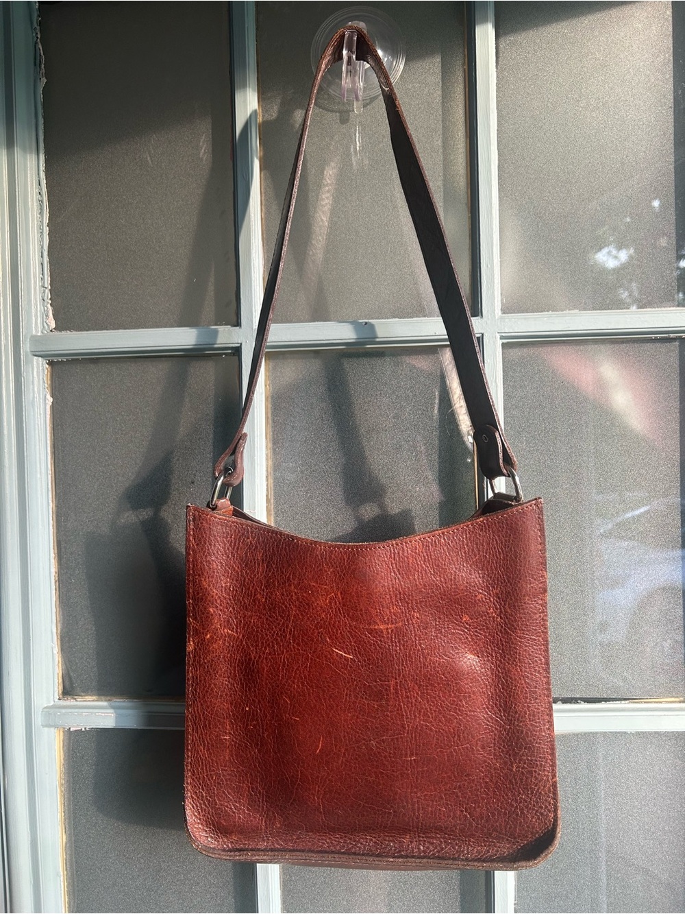 Two Bar West Western Leather Handbag Silver Studded Cross Brown Shoulder Purse - Picture 2 of 11